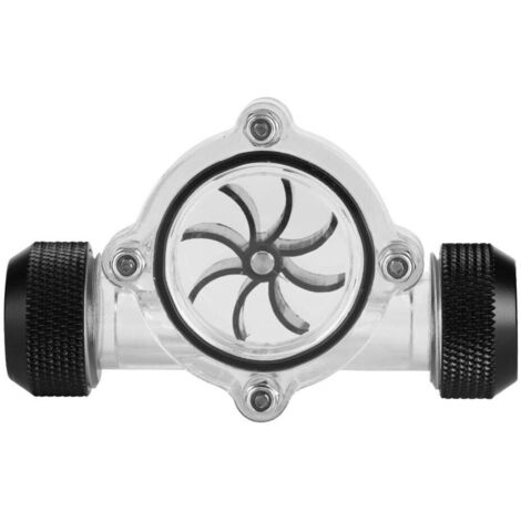 Indicador de Flujo de Agua G1/4" para PC, Medidor de Flujo de Enfriamiento de Mujer A Mujer para Computadora Sistema de Enfriamiento de Agua 8 Impulsores (Negro)