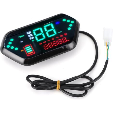 Indicador de Motocicleta, Pantalla LCD de 60V VelocíMetro de Motocicleta Universal CuentakilóMetros TacóMetro, VelocíMetros de Bicicleta Multifuncionales para Motocicleta