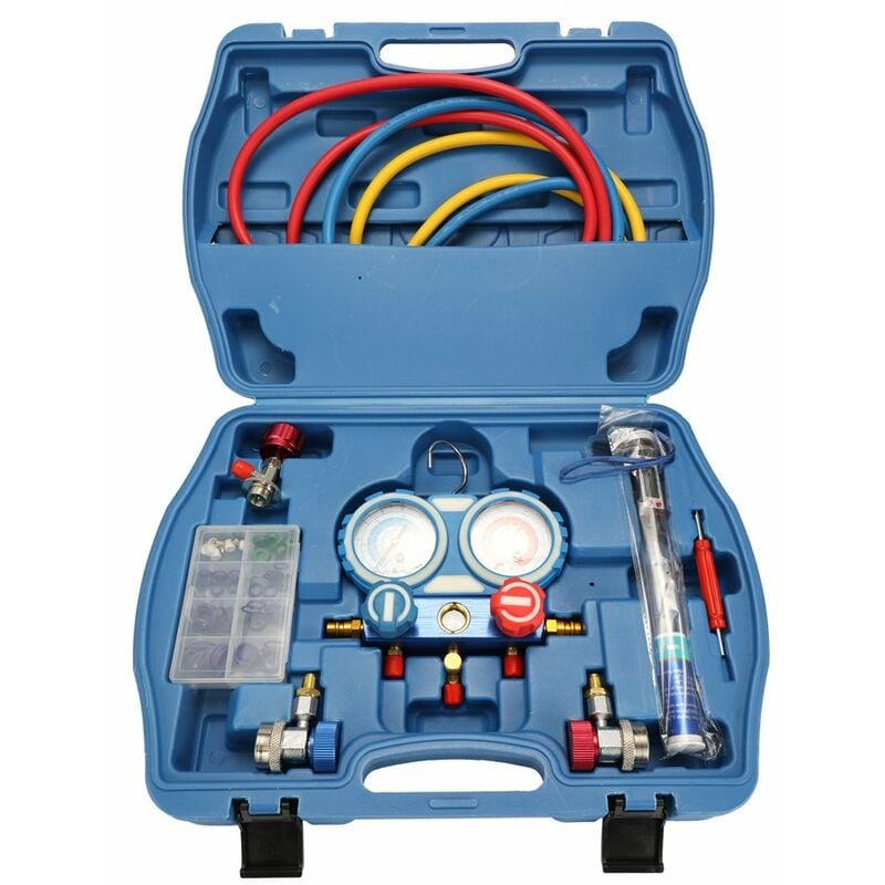 

Indicador de presion de la valvula doble del freon refrigerante del aire acondicionado del coche