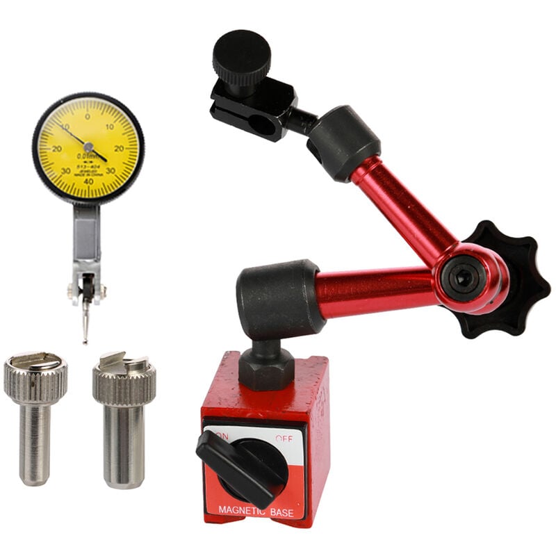 Decdeal - Indicateur à cadran rond en métal et mini kit d'outils de support de base magnétique flexible, Précision 0,01 mm, plage 0-0,8 mm