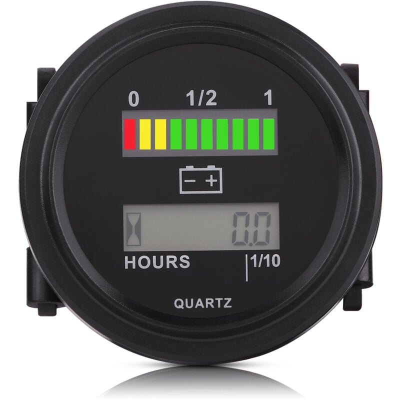 Indicateur de Batterie Numérique led 12V/24V/36V/48V/72V avec Compteur Heures - Compatible avec Voiturettes de Golf - IP65 - Modèle BI004
