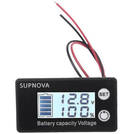 Indicateur de capacité de batterie CC 7-68 V, 12 V, 24 V, 48 V, 60 V, pour voiture et moto (blanc)