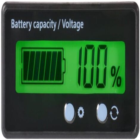 Indicateur de capacité de batterie LCD étanche 12V/24V/36V/48V au plomb-acide, testeur de capacité de batterie au lithium avec voltmètre et rétroéclairage vert pour batterie de véhicule