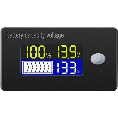 LRAPTY Indicateur de capacité de la batterie 12V affichage LCD voltmètre testeur de température pour Li-ion Lifepo4 plomb