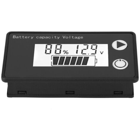 Indicateur de Capacité LCD 12V pour Batterie Lithium - Testeur Universel Voltmètre Numérique (10-100V, Bleu, Température)