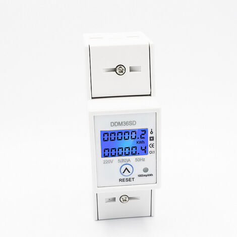 Indicateur de consommation d'énergie DDM36SD compteur intelligent multifonction réinitialisable monophasé affichage rétro-éclairé LCD 50Hz blanc 1 pièce-BDD