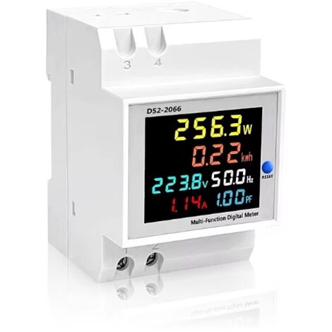 Indicateur de consommation électrique D52-2066 compteur électrique phase ménage smart watt-heure mètre rail de guidage type 220V tension courant puissance fréquence facteur compteur compteur