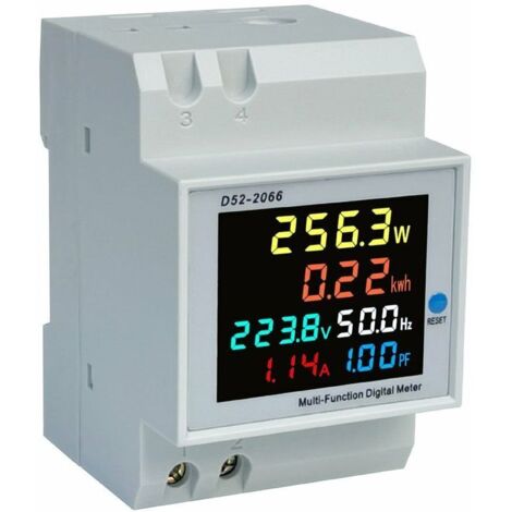 Indicateur de consommation électriqueIndicateur de consommation d'énergie D52-2066 Compteur de wattheure intelligent domestique monophasé Compteur de wattheure multifonction de type rail électrique Éc