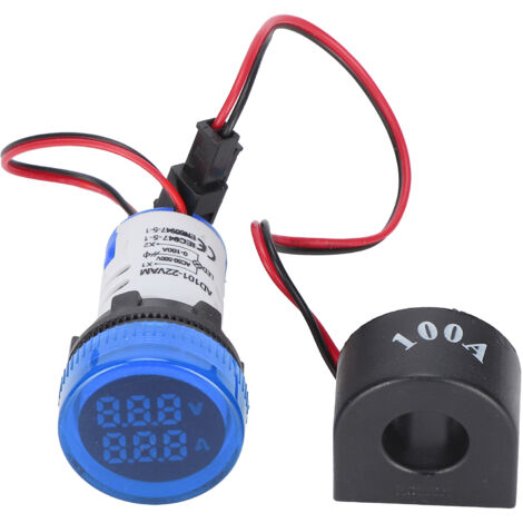 Indicateur de Signal Universel Lampe Ronde 2 Affichages 60‑500V AC Bleu AD101‑22VAM