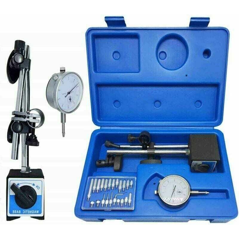Indicateur de Test Cadran Jauge avec Base Magnétique, 0-10mm 0,01mm Précision Métrique Testeur de Bras Réglable Outil de Mesure Ensemble de 22 Points