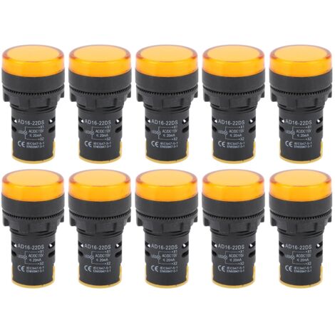 Indicateur LED jaune AD16-22DS, 10 pièces, lampe de signalisation haute luminosité pour indication AC/DC110V