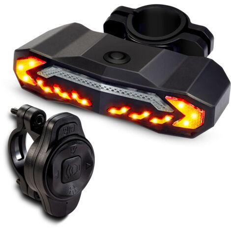 Indicatore di direzione e allarme per bicicletta, con staffa di montaggio, luce posteriore con telecomando, 5 modalità di illuminazione, ricaricabile tramite USB, impermeabile, super luminoso, massima