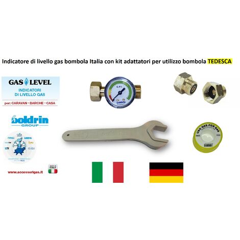 INDICATORE DI LIVELLO BOMBOLE GAS ATTACCO ITALIA PROPANO BUTANO CAMPER