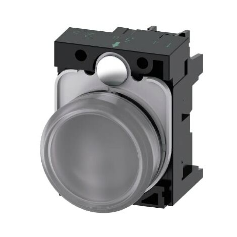 Indicatore Luminoso, 22mm, Rotondo, in metallo, trasparente, lente liscia, con supporto