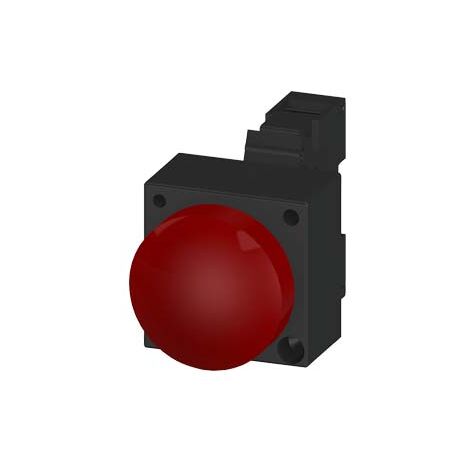 Indicatore Luminoso con lente liscia illuminata con led integrato 230v ac, Terminale a vite con supporto rosso