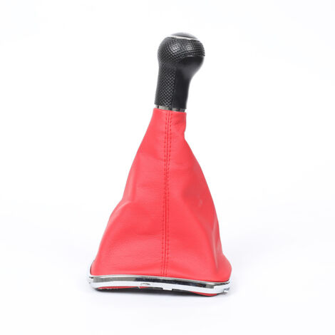 Individueller Schaltknauf für Volkswagen Golf 4, 12/23 mm Staubschutzkappe, integriertes Schaltgestänge-Zubehör, galvanisiertes rotes Leder, kleine Löcher, 5 Gänge, einteilig.