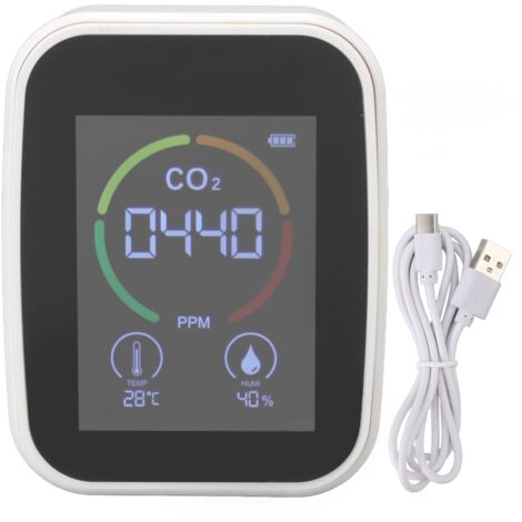 Indoor Air Quality Monitor Co2 Carbon Dioxide Detector TVOC Air Temperature Humidity Quality Detector White