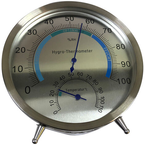 Indoor-Analog-Hygrometer-Thermometer - Hochwertiger Edelstahl-Feuchtemesser und Raumthermometer für zuverlässige und komfortable Raumklimakontrolle
