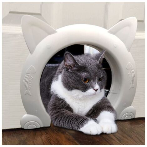 Indoor cat door, cat flap, cat flap for cats up to 10 kg, cat tunnel for the bedroom door, white YMYNY