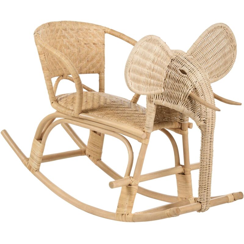 Beliani - Indoor Garden Rocking Kids Size Chair Rattan Elephant Shape For Patio Yard Natural Ampollino