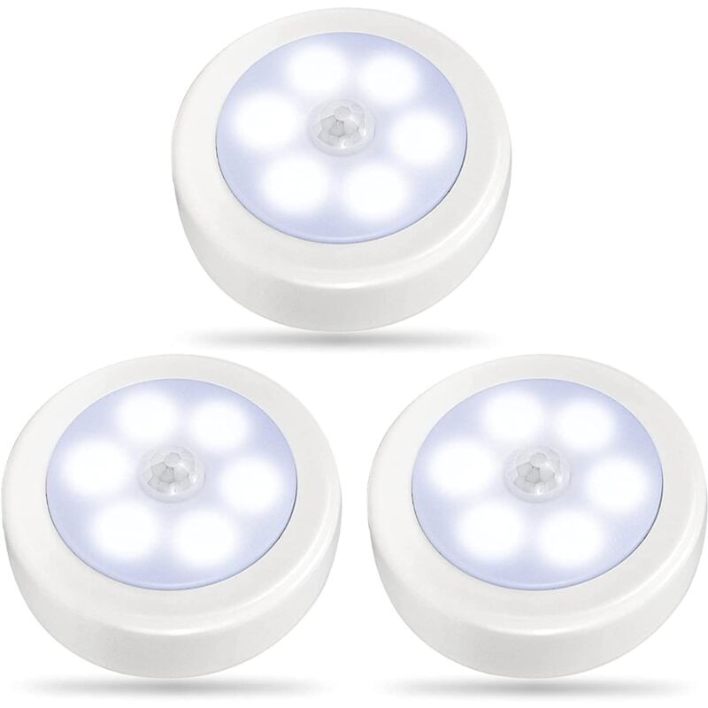 Indoor LED Motion Sensor Light Battery Operated Cool White Cabinet Light for Closet, 3 Pack