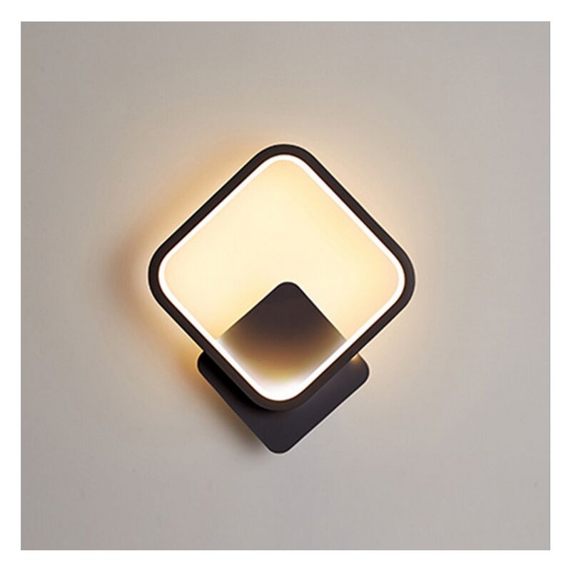 Stoex - Indoor Minimalist Black Wall Light Led Wall Sconce Creative Square Wall Lamp Warm White for Living Room Bedroom Hallway Corridor Stairs