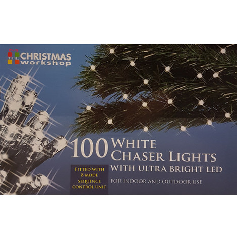 Indoor/Outdoor 100 LED Warm White Chaser Lights with Sequencer