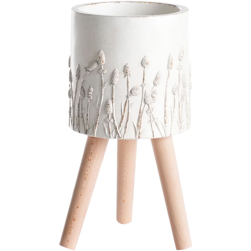 Beliani - Indoor Outdoor Plant Pot Distressed Vintage Style Off White Janina