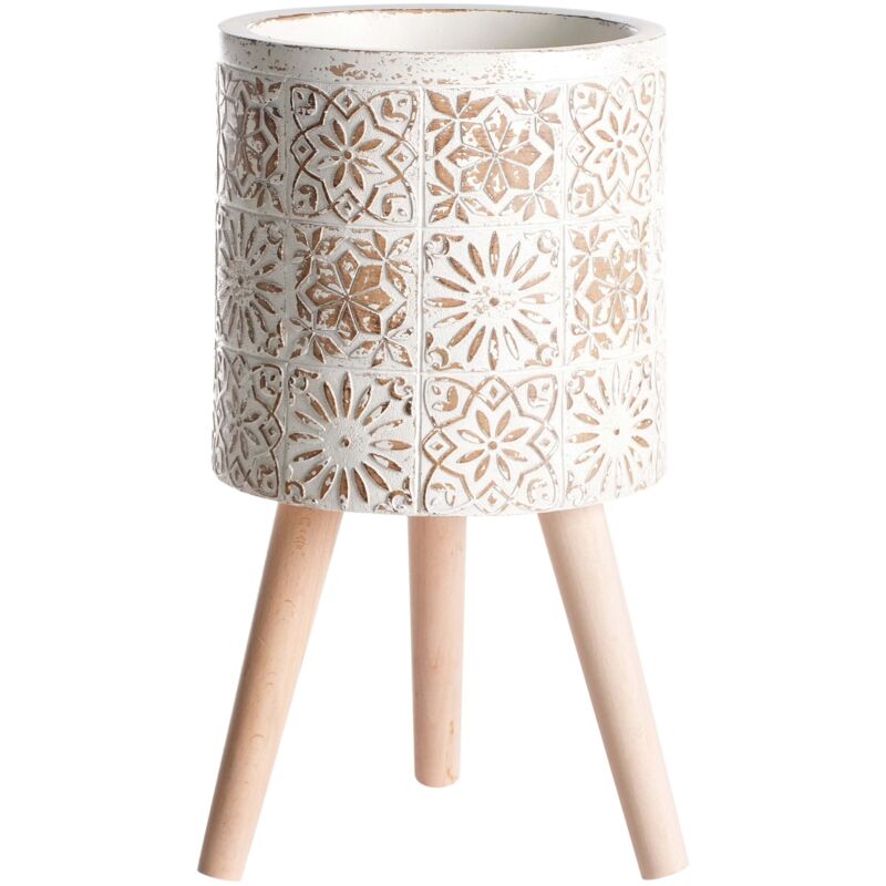 Beliani - Indoor Outdoor Plant Pot Distressed Vintage Style Off-white Karistos