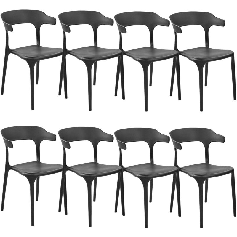 Beliani Esszimmerstuhl 8er Set Gubbio Schwarz
