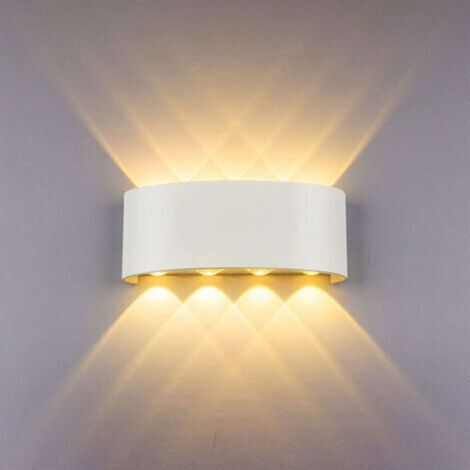 Indoor/Outdoor Wall Light with 8 LEDs, 3000K Warm White Light for Home and Hallway