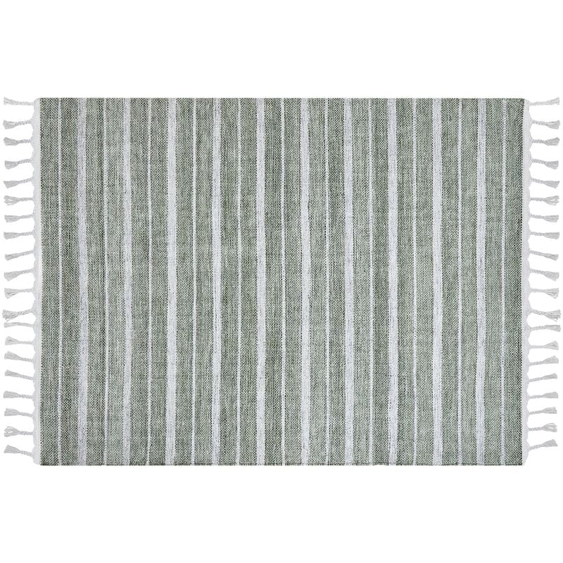 Indoor Recycled Plastic Striped Rug 160 x 230 cm Green Bademli