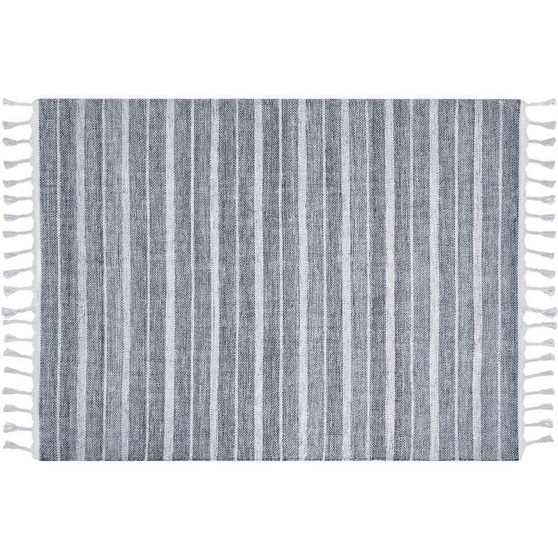 Beliani - Indoor Recycled Plastic Striped Rug 160 x 230 cm Light Grey Bademli