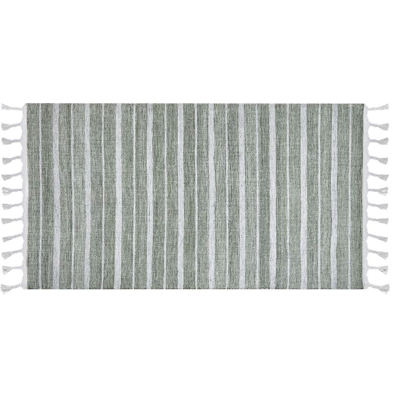 Indoor Recycled Plastic Striped Rug 80 x 150 cm Green Bademli