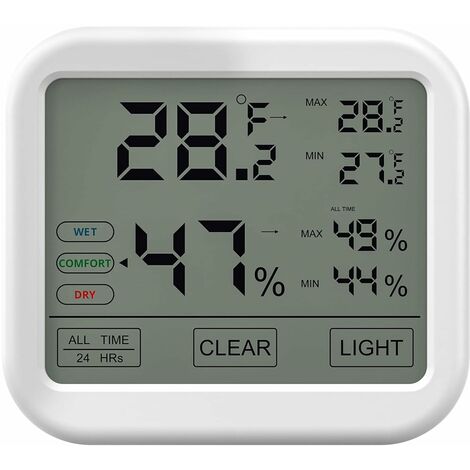 Indoor thermometer hygrometer with high accuracy, digital LCD temperature and humidity monitor, comfort level display, ideal for baby room, home, basement, refrigerator, garage