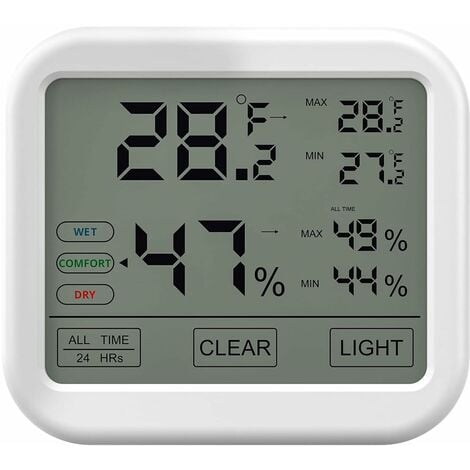 OSUPER Indoor thermometer hygrometer with high accuracy, digital LCD temperature and humidity monitor, comfort level display, ideal for baby room, home, basement, refrigerator, garage