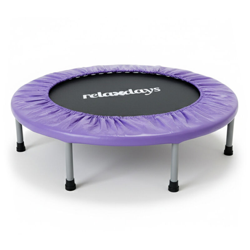 Relaxdays Indoor Trampolin, Ø 95 Cm, Faltbares Minitrampolin Bis 100 Kg, Sport & Gymnastik, Fitnesstrampolin, Lila