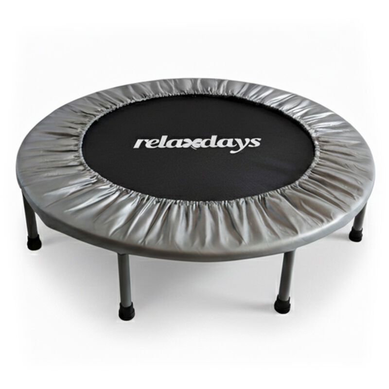 Relaxdays Indoor Trampolin, Ø 95 Cm, Faltbares Minitrampolin Bis 100 Kg, Sport & Gymnastik, Fitnesstrampolin, Grau
