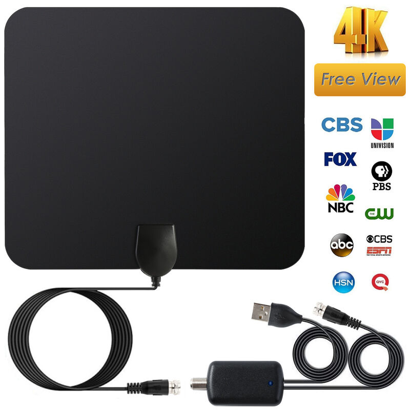 Indoor tv Antenna Long Range Digital hdtv Antenna Signal Booster Free Local Channels 4K 1080P vhf uhf for All TVs - 5m Coax Cable
