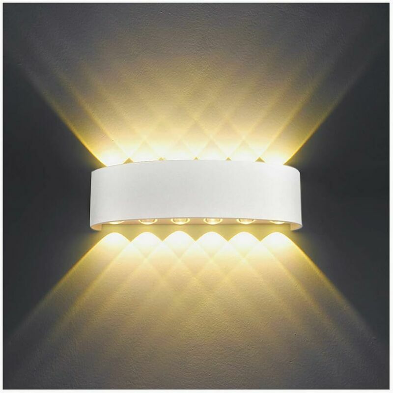 Indoor Wall Light led 12W White Modern Wall Lamp, IP65 waterproof Aluminum Outdoor Wall Lights, Up Down Spot Lamp for Living Room Bedroom Hall