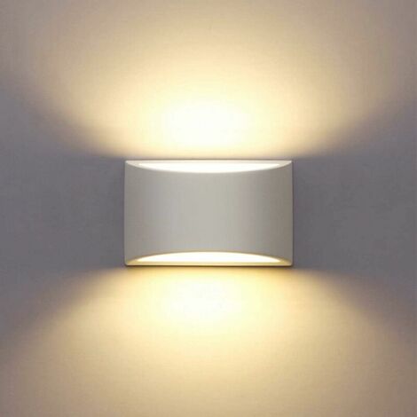 Indoor Wall Lights, White LED Wall Lamp 7W Warm White Modern Plaster Wall Sconce for Bedroom Home Hallway Living Room