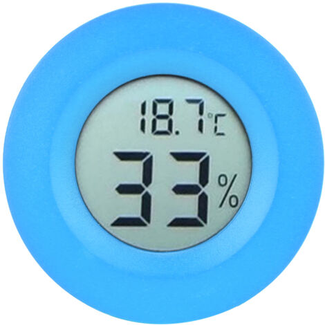 IndoorBlue Mini-Digitalthermometer mit LCD-Anzeige und Hygrometer (rund, rund) – Temperatur- und Feuchtigkeitsmesser