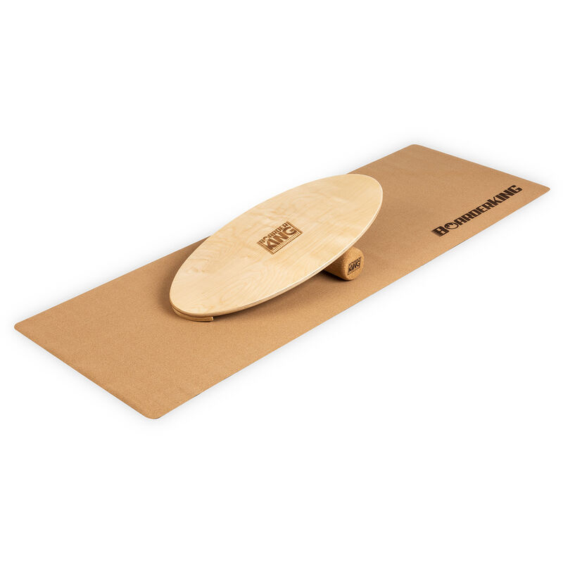 

Boarderk - Indoorboard Allrounder Tabla de equilibro + Esterilla + Rodillo Madera/Corcho