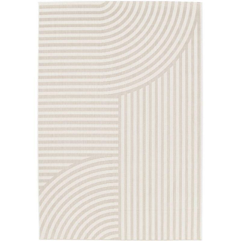 Sweeek - Indoor/outdoor Rug With Beige Arch Pattern, Recycled Polyester, Bellamy, 170x120x1 Cm