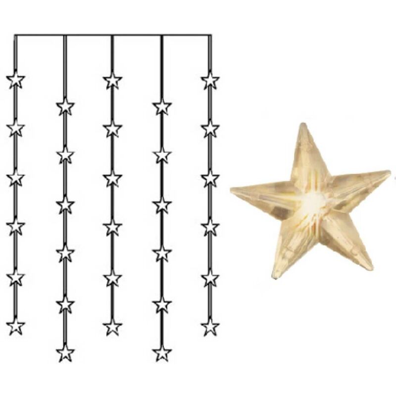 Image of Star Trading - Indossare la decorazione notturna tende a stella led 30x0.06w trasparente di plastica, bianco l: 90 cm b: 4 cm h: 120 cm