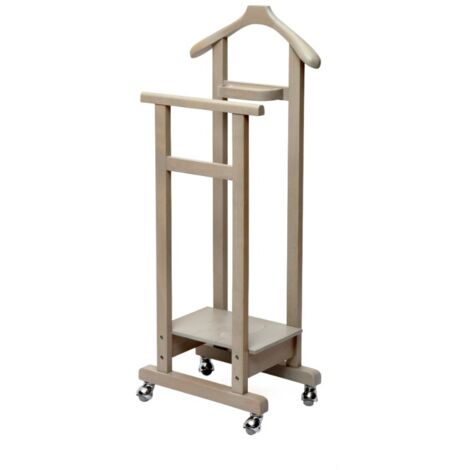 Indossatore Servomuto in Legno con Rotelle 31x45x115 cm Mimmo Grigio Chiaro