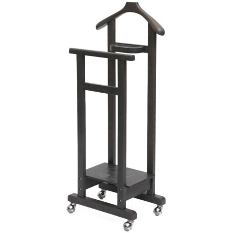 Indossatore Servomuto in Legno con Rotelle 31x45x115 cm Mimmo Grigio Scuro
