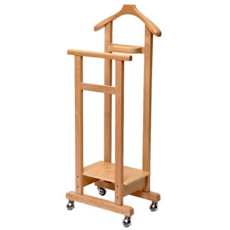 Indossatore Servomuto in Legno con Rotelle 31x45x115 cm Mimmo Naturale