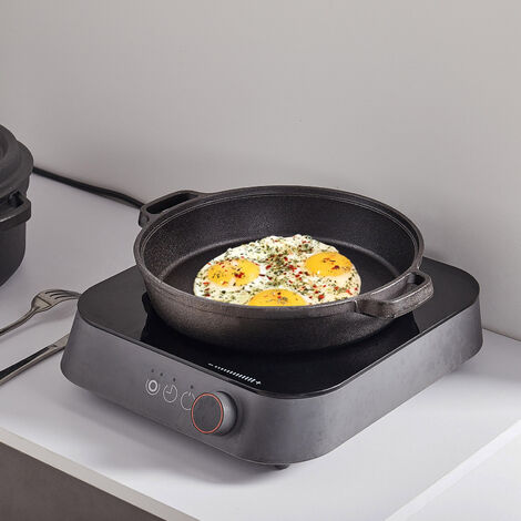 Induction Cast Iron Grill Fry Frying Pan Skillet Oven Cooking Griddle Non Stick