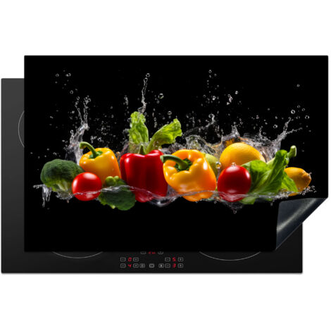 Induction Hob Protector Bell bell pepper - Water - Vegetable - Black 80x52.2 cm